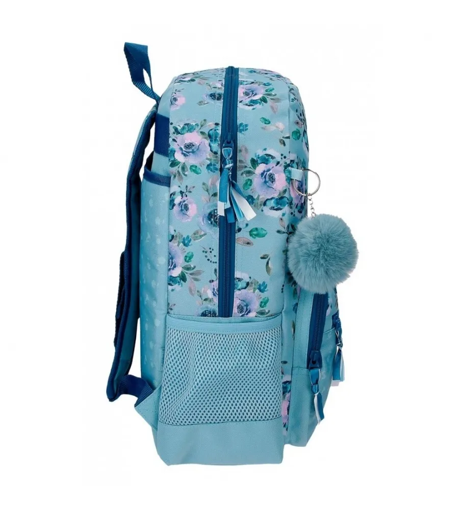 MOCHILA ESCOLAR MOVOM WILD FLOWERS ADAPTABLE DOS COMPARTIMENTOS AZUL 33X46X17CM